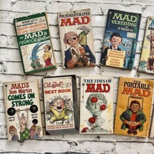 MAD Magazine Lot of 8 & Al Jaffee 1 Vintage Humor Digest Books-Total 9 Books